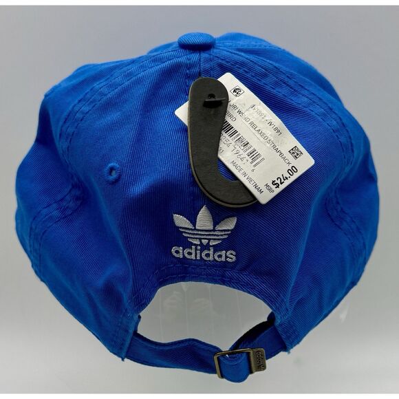 Adidas Youth Washed Relaxed Strapback Cap Hat Blue White New With Tags - Picture 4 of 7